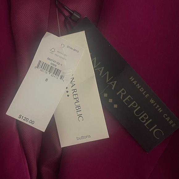 NEW Banana Republic Sleeveless Blazer Jacket Vest Top Sz 8 Berry Fuchsia Belted - Picture 8 of 10